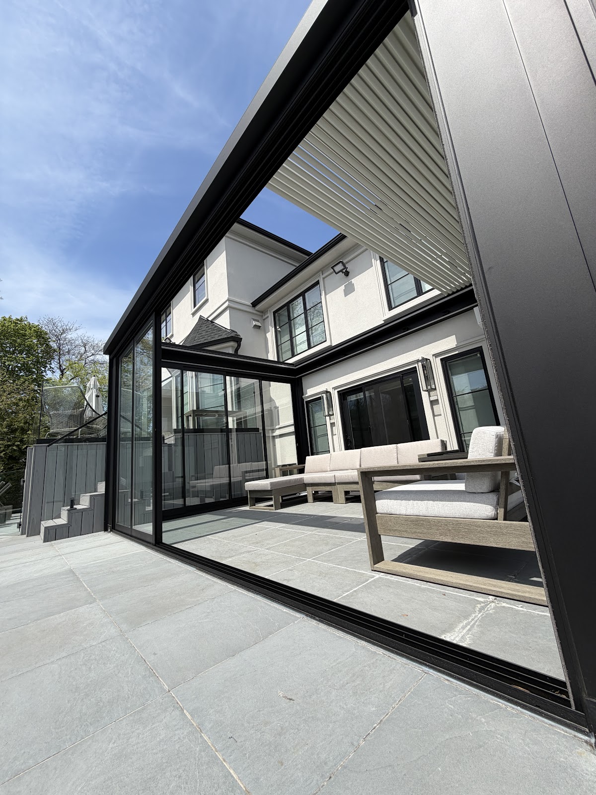 Glass wall pergola exterior view